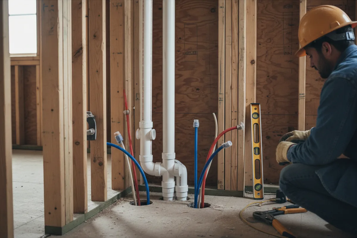 Drain and supply rough-in during Garbage Disposal Repair in Conroe